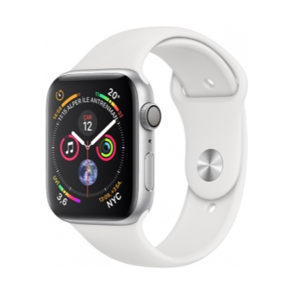 Apple Watch Series 4 Gümüş Alüminyum Kasa with White Sport Band | Kiyaslama.net