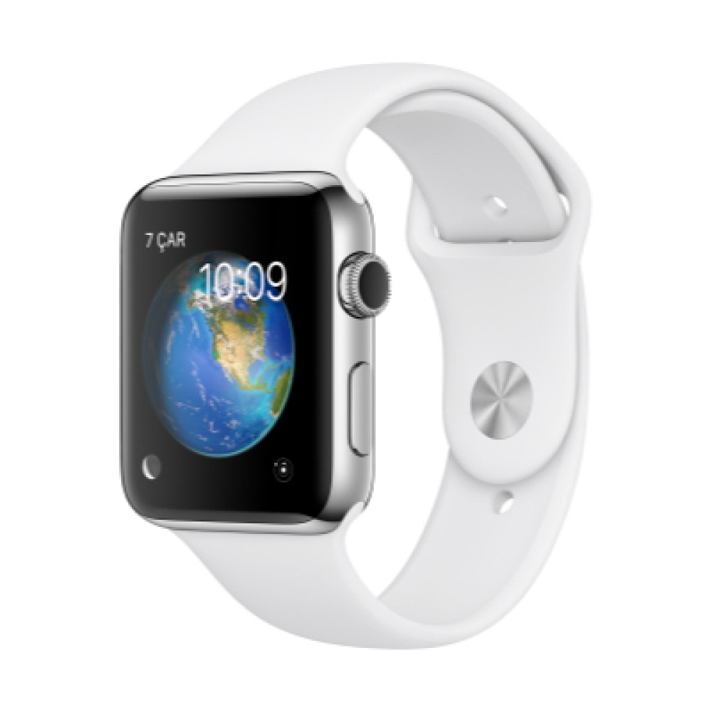 Apple Watch Series 2Paslanmaz Çelik Case with White Sport Band | Kiyaslama.net